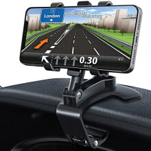 Support de téléphone de voiture rotatif à 360, compatible avec les GPS et les smartphones de 4 à 7 pouces, noir