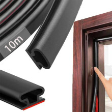 Window Door Seal Strip D Type Rubber, Self Adhesive Weather Stripping Tape, 10 m Black, Cold and Sound Insulation