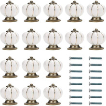 Boutons de meubles ronds en céramique de style vintage pour tiroirs et placards, lot de 16, finition blanche
