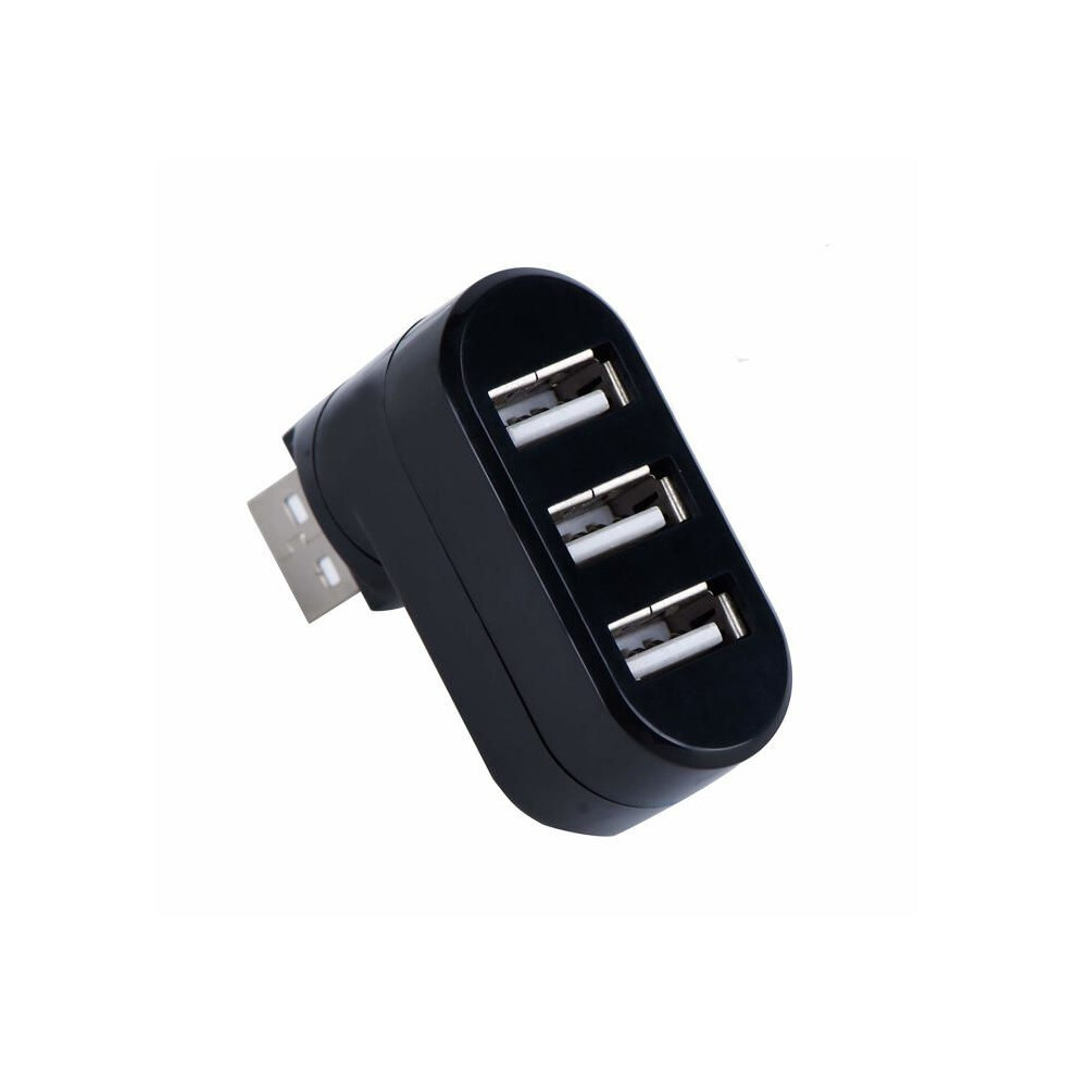 Usb 2.0 Hub, 3 Ports, 180 Degree Rotating Mini External Splitter For Laptop, Case Black 8033672338227
