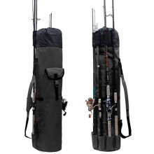 Sacoche de pêche Oxford, étui à canne portable grande capacité, noir avec bandoulière.