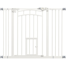 Traphekje/hondenhekje, automatisch sluitend, bediening met één hand, 100 cm x 4 cm x 76 cm, wit