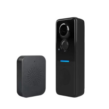 (Black Doorbell) Wireless Doorbell Solar Rain Cover Waterproof WiFi Door Bell Camera Motion Detection Two-way Audio Video Intercom