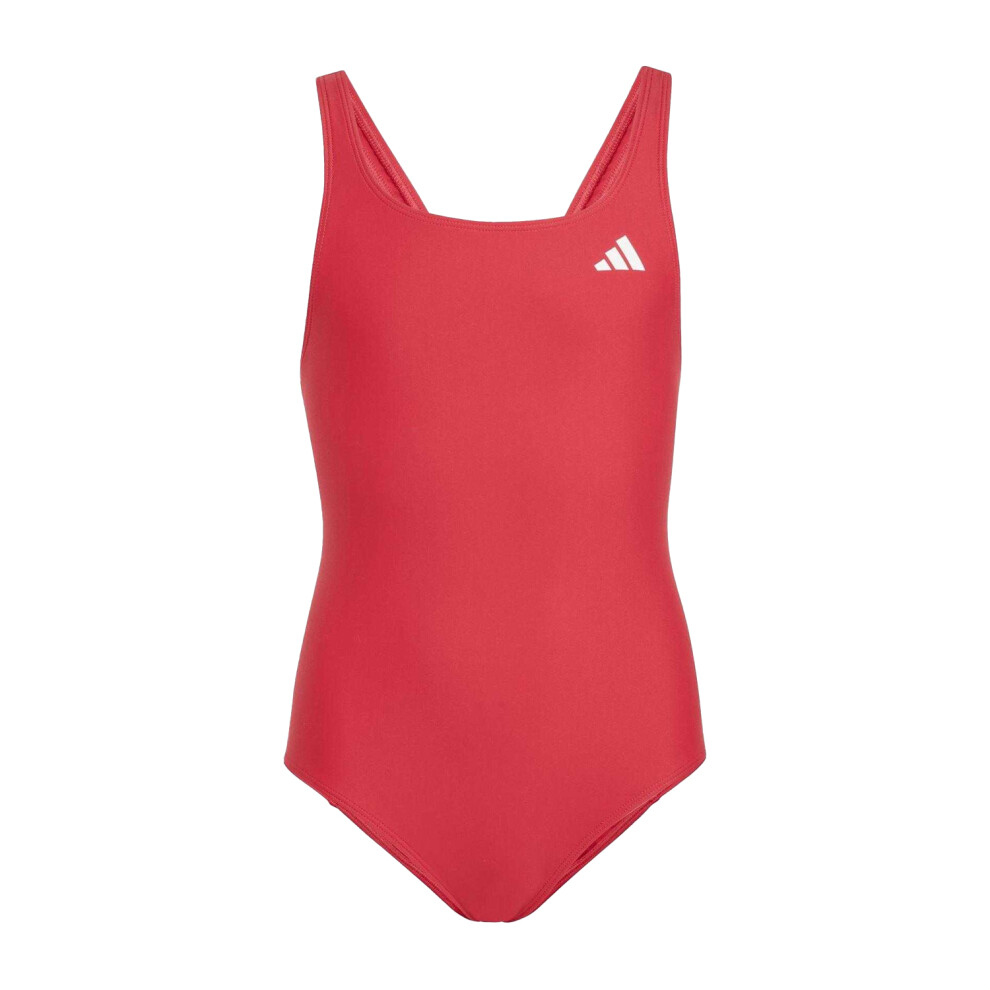 Adidas (9-10 Years, Ruby ) Girls Small Logo Racerback One Piece Swimsuit Red