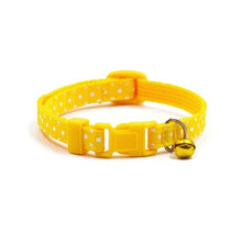 Kleines Hundehalsband mit Polka-Dot-Muster und Glöckchen, 1,0 cm breit (Gelb)