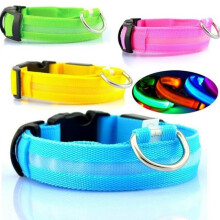 Honden-/kattenhalsband met verlichting, maat S - Blauw, LED met 3 standen, zichtbaar tot 200 m, waterdicht, duurzaam nylon