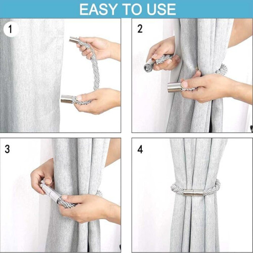 Magnetic curtain ties - Silver - 4 pieces - Creative design - Indoor use 1