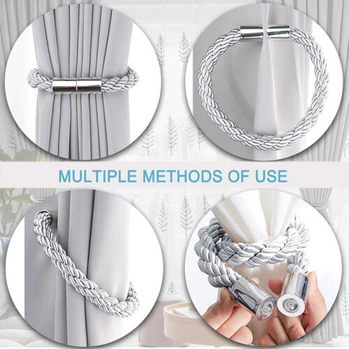 Magnetic curtain ties - Silver - 4 pieces - Creative design - Indoor use 2