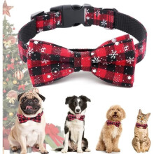 Haustierhalsband – Nicht näher spezifiziert – Weihnachtshalsband – Rot – Verstellbar – Kariertes Design