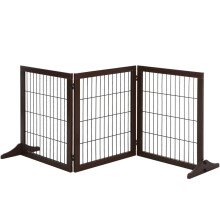 Vrijstaande houten hondenveiligheidshek met poten, 3-delige barrière, trap- en deurhek voor keuken, hal en trap.