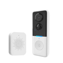 (White Doorbell) Wireless Doorbell Solar Rain Cover Waterproof WiFi Door Bell Camera Motion Detection Two-way Audio Video Intercom