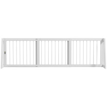 Hondenhek, antislip, vrijstaand, uitschuifbaar, houten frame, 71-190x38,5x56cm, wit