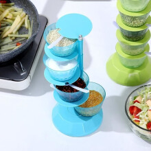 Étagère à épices à 4 niveaux, boîte à épices verticale rotative à 360, bleue, pour le rangement de la cuisine