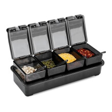 Coffret à épices, flacons transparents, pots à épices, boîte de rangement pour la cuisine, récipients à condiments avec 4 cuillères