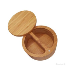 Boîte à épices - Bambou - 2 compartiments - Design contemporain - 12 cm x 9 cm x 11 cm
