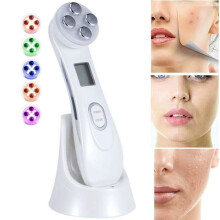 6 Ultrasone LED-licht gezichtsmassager met USB-oplaadfunctie voor anti-rimpel en anti-veroudering