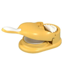2-in-1 dumplingvorm voor het platdrukken van dumplingdeeg, het uitrollen van dumplingdeeg en als dumplinggereedschap - Geel