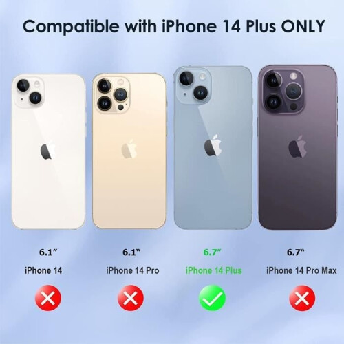 Leather Case for iPhone 14 Plus 6.7" - NOBRAND - Blue Hexagonal Pattern - Soft Case - Magnetic Closure 2