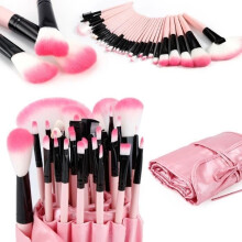 ROSE 32-delige make-upkwastenset, professionele tools voor foundation, oogschaduw en eyeliner, zachte afwerking