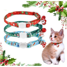 Katzenhalsband – Weihnachten – 3-teilig – Rot, Blau, Grün – Mit Glöckchen und Anhänger – Verstellbar