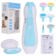 6-in-1 elektrische nagelknipper en nagelvijl met LED-verlichting en 6 verwisselbare slijpkoppen, nagelverzorging, blauw