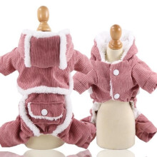 (Cordrosa / XS) Fleece-Hundeoverall, weiche Winterkleidung, kleiner Welpenpyjama, Haustiermantel