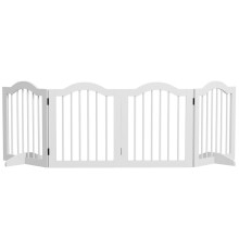 Opvouwbaar hondenhek, 4 panelen, voor trappen, gangen, deuren, MDF/massief hout, wit