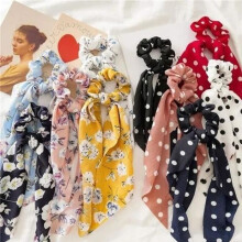 FS12001 Haarelastiek Scrunchie Lintknoop Sjaal Paardenstaarthouder