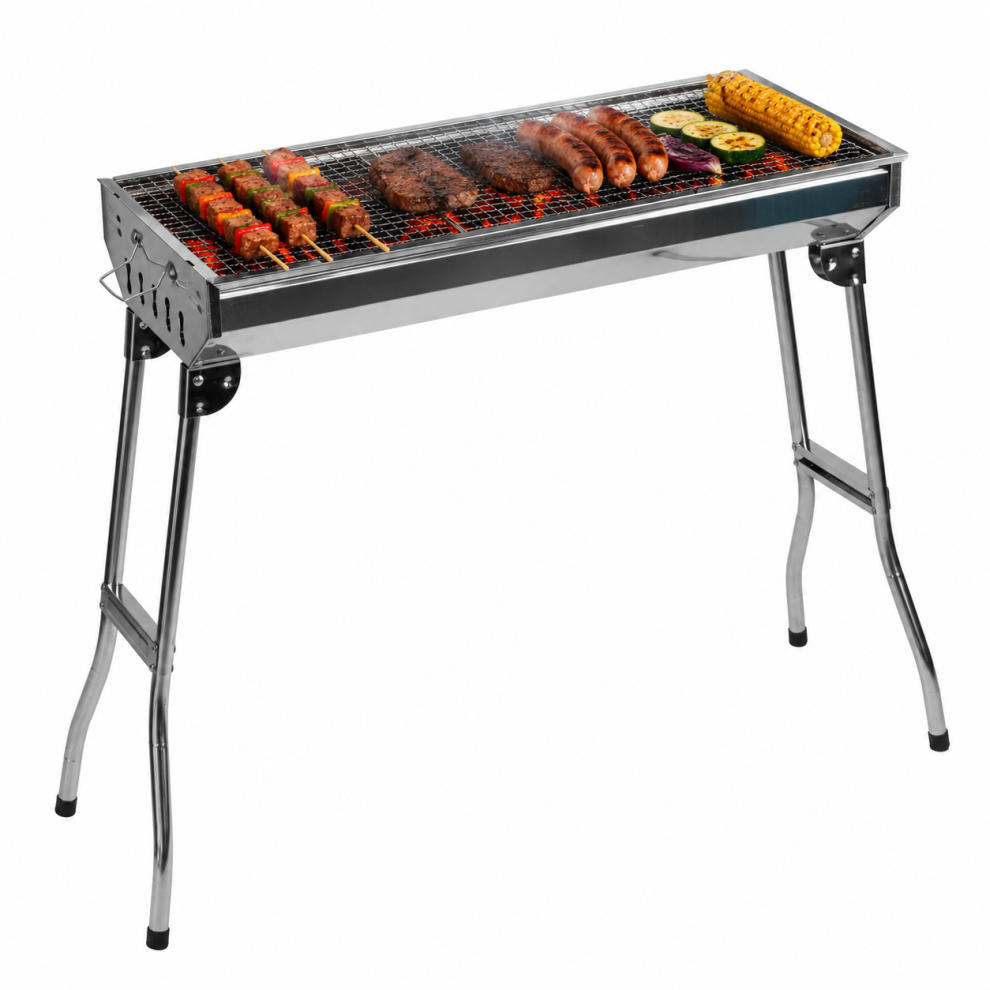 Kct Folding Bbq Stainless Steel Charcoal Barbecue Large Barbeque Freestanding Portable Foldable Grill For Camping Travel Outdoor Garden