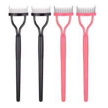 Wimperkam - GIGICIAL - Set van 4 - Gebogen - Metalen tanden - Zwart en roze keramiek
