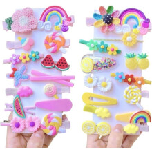 Set van 28 haarclips voor meisjes, regenboogkleurige wolkvormige haarspeldjes voor kinderen