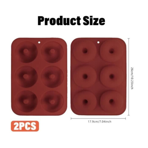 Silicone Donut Mold - 6 Cavities - Non-Stick - Temperature Resistant - Brick Red 1