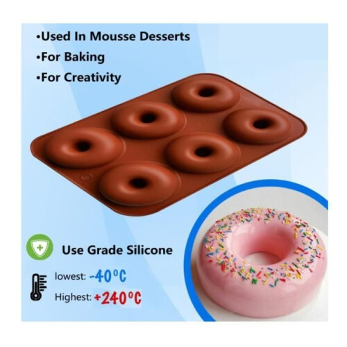 Silicone Donut Mold - 6 Cavities - Non-Stick - Temperature Resistant - Brick Red 2