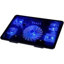 Laptopkoeler voor 14-, 15,6- en 17-inch notebooks, 5 ventilatoren, 2 USB-poorten, stille werking, antislip.