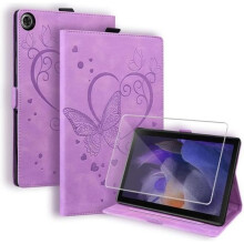 Tablethoes - Samsung - Galaxy Tab A9+/A9 Plus - Gehard glas - PU-leer - TPU-silicone - Paars
