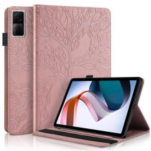 Hoesje voor Xiaomi Redmi Pad 10.61 Inch 2022, PU-leren hoesje met [standaardfunctie] [kaartsleuf] Roségouden tabletcover met boommotief