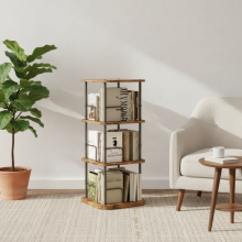 Multilayer 360° Rotating Display Book Shelf for Home Decor and Storage 3Tier Spin Vertical Space Saver