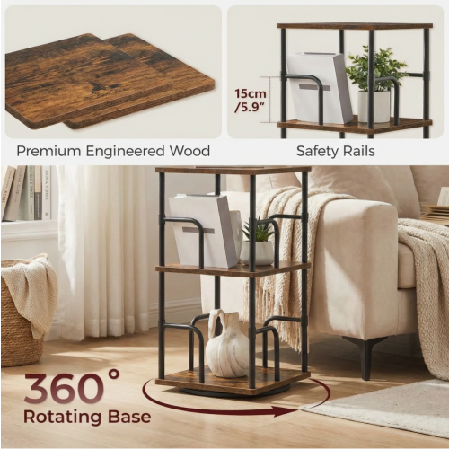 Multilayer 360° Rotating Display Book Shelf for Home Decor and Storage 3Tier Spin Vertical Space Saver 1