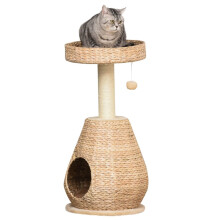PawHut Katzenkratzbaum mit Höhle, Spielball, aus weichem Sisalplüsch, Höhe 82,5 cm, Gelb