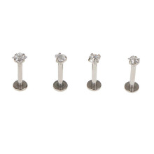 4x 316L Steel Zircon Tragus Lip Ear Stud Earring 16G