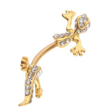 Stainless Steel Crystal Zircon Gecko Animal Dangle Navel Belly Button Ring