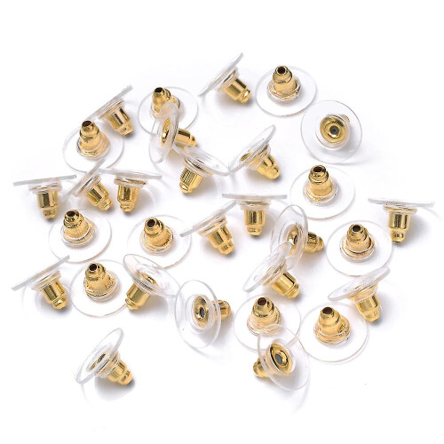 X100 Earrings Gold Metal Plug Stud Stoppers Findings Post Back Backing Bulk