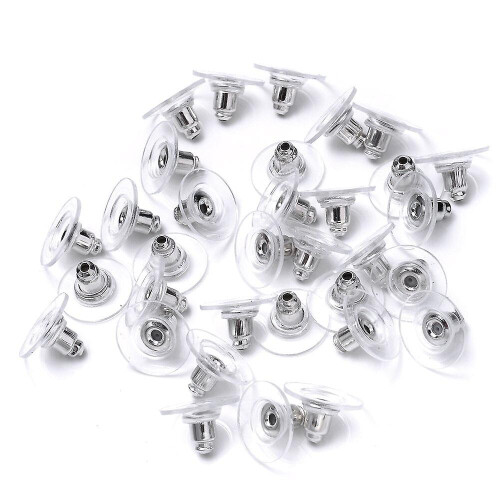 X1000 Earrings Silver Metal Plug Stud Stoppers Findings Post Back Backing Bulk