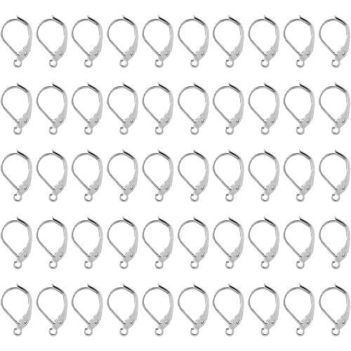 100X Earrings Silver Backing Leverback Ear Hooks Clasp Findings Bulk