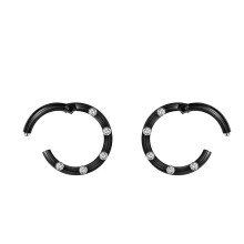 2 Pieces Seamless Hinged Nose Ring with Rhinestone Body Jewelry 16G 1.2x8mm Black