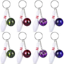 Mini bowling sleutelhangers - Niet gespecificeerd - Verpakking van 8 - Diverse kleuren - Creatief ontwerp - Duurzaam