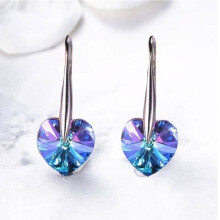 Damesoorbellen - Sterling zilver (S925) - Paars hart met diamant - Kerst-/verjaardagscadeau voor vrouwen