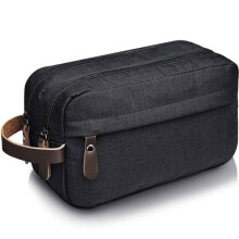 LEOCLOTHO Reistoilettas voor dames/heren met compartimenten - Zwart denim - Afmetingen 25 x 15 x 9 cm