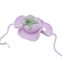 (Lila) Haustiermütze mit zartem Saum, Anhänger, hoher Elastizität, niedlichem, verstellbarem Riemen, Strickmütze