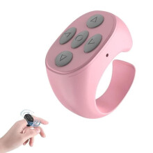 Draadloze Bluetooth-afstandsbedieningsring, slimme bediening met de vingertoppen, geschikt voor thuis en op de camping - roze